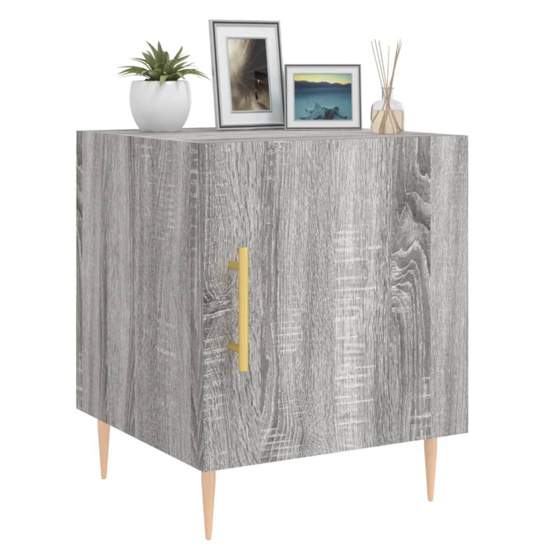 40cm W Iron Bedside Table, Grey Sonoma