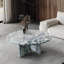Table basse en marbre naturel gris-bleu, surface polie, table de salon, pierre naturelle, 70 x 32 cm (27,6 x 12,6 pouces), marbre véritable