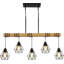Lustre pour îlot de cuisine 5 lumières Modern Farmhouse, luminaire suspendu linéaire noir avec abat-jour en losange, plafonnier en bois rustique pour salle à manger sur table