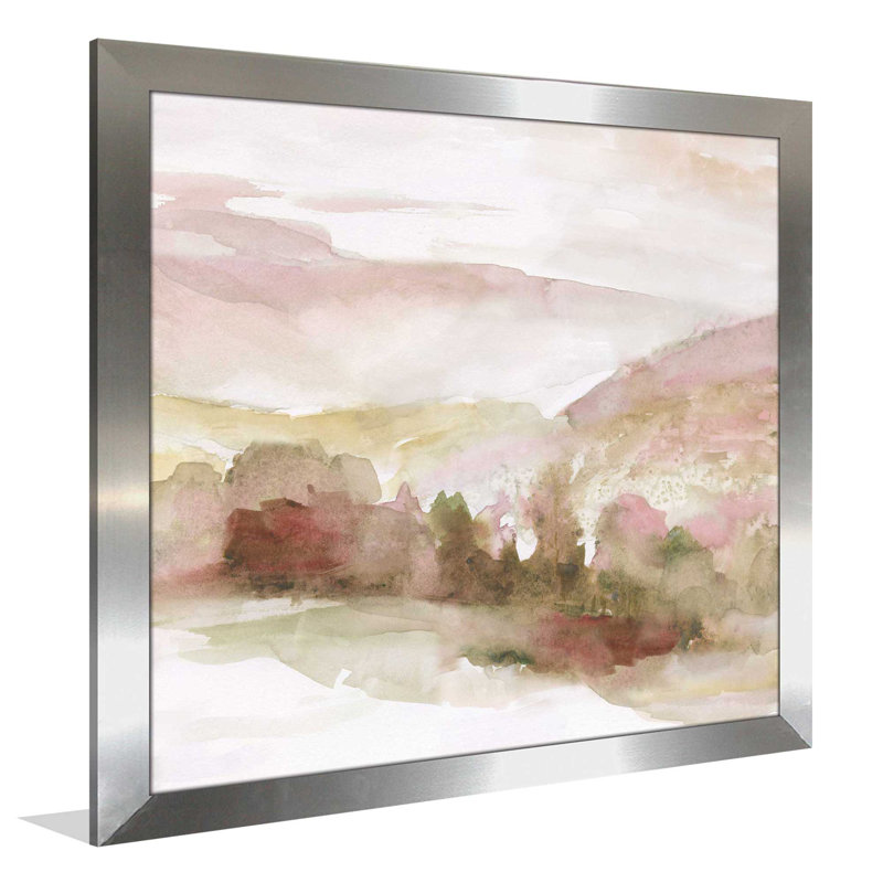 «Windscape II», reproduction de peinture à l'aquarelle, H 37,5 po x l 37,5 po x P 1 po, Encadrement argenté