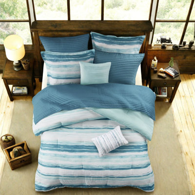 Ensemble de literie moderne 8 pièces, polyester Seersucker Aqua Home Comfort