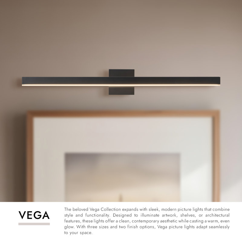 Vega 31-in Black dimmable LED Picture Light, Antique Brass, 30.88