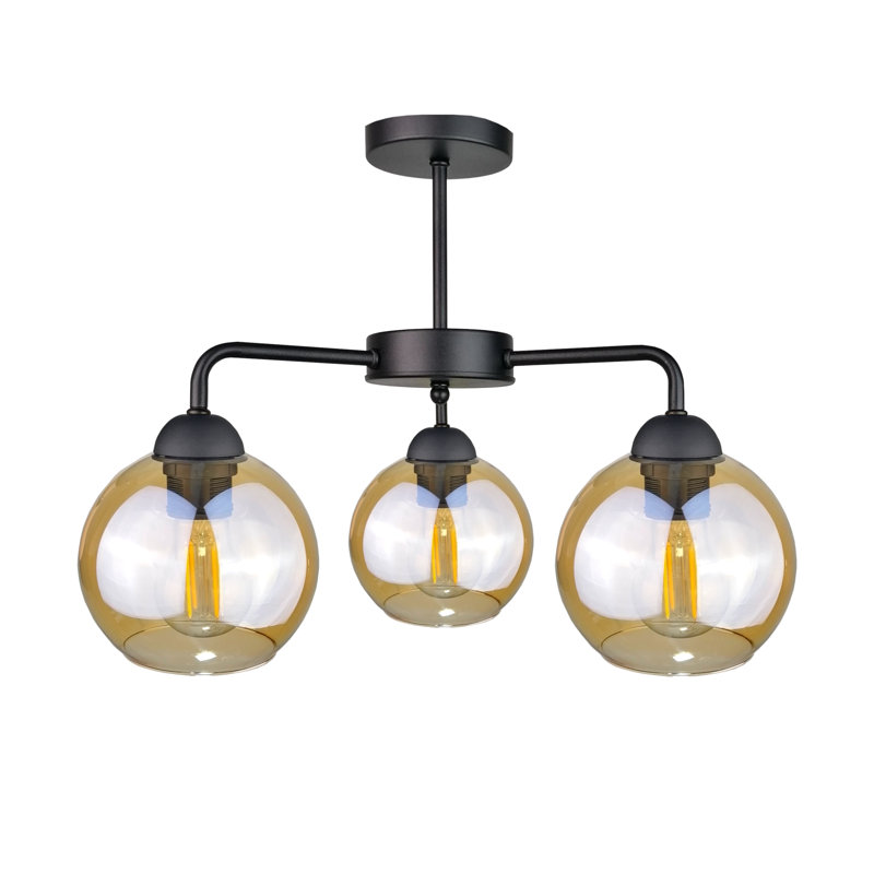 Glass Semi Flush Mount, Black