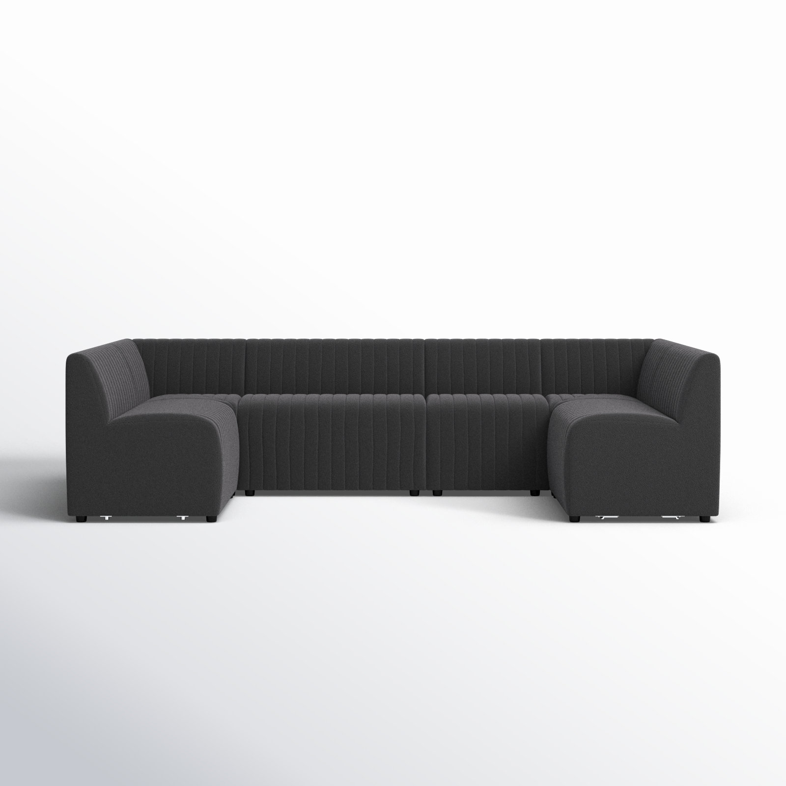 Brandt Modular Upholstered U-Sectional, 31.5" H X 119.5" W x 66.5" D, Charcoal Polyester
