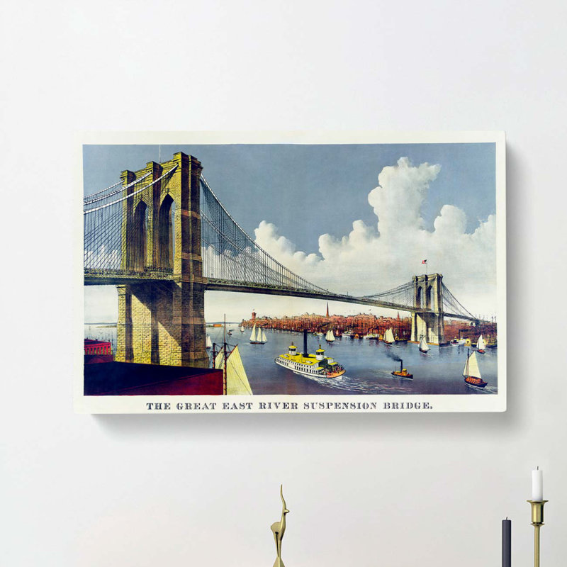 Illustration of Brooklyn Bridge - Wrapped Canvas, 35cm H x 50cm W x 3cm D