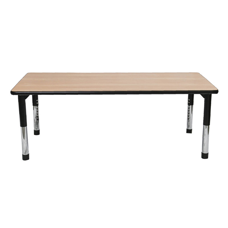 AS AS GROW Table rectangulaire réglable , Chêne / Noir, Noir/chrome, H 30 po x l 60 po x P 22 po