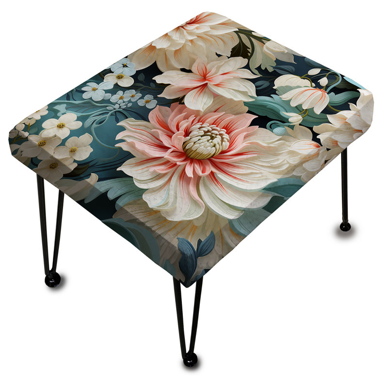 Pink And White Paisley Garden Dream - Damask Rectangle Ottoman