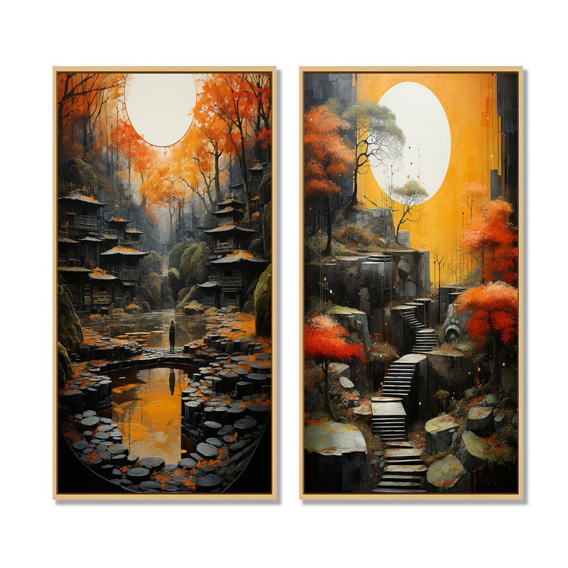 Ensemble de salon Zen Wall Harmony, H 28 po x l 25 po, Encadrement brun