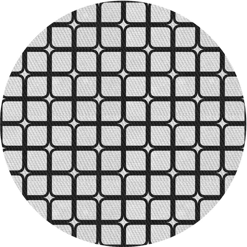Tapis gris/noir tissé à la machine, Rond 4 pi