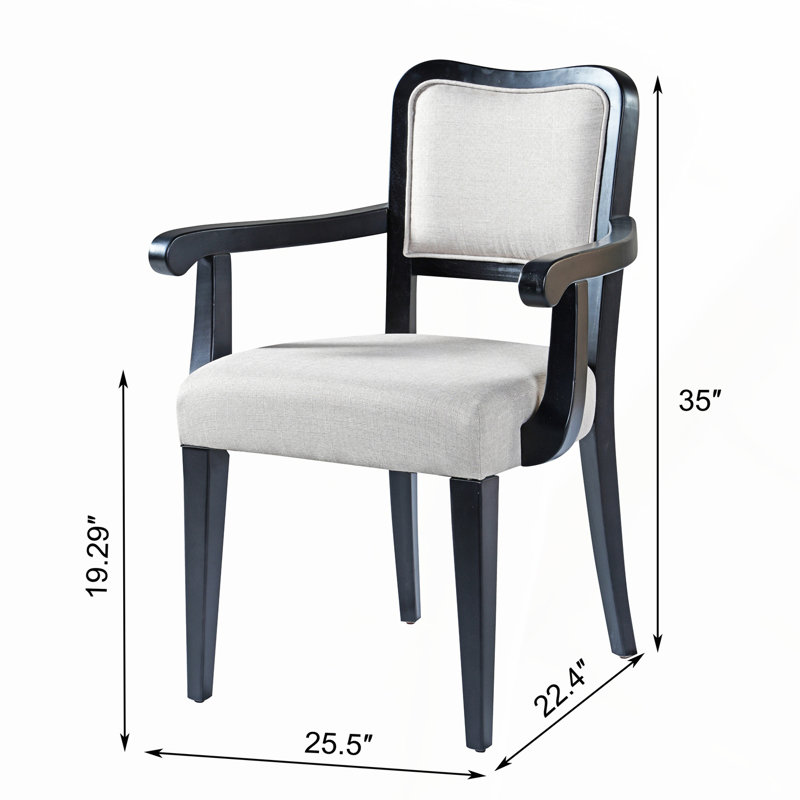 Ensemble de 2 chaises de salle à manger élégantes rembourrées avec lignes courbes, structure en bois massif et accoudoirs rembourrés pour une assise confortable
