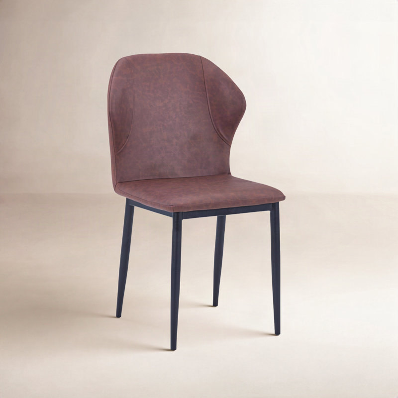Steves Upholstered Dining Chair with Metal Iron Frame – Modern Curved Back Side Chair in Single or Set of 2, Plum Purple