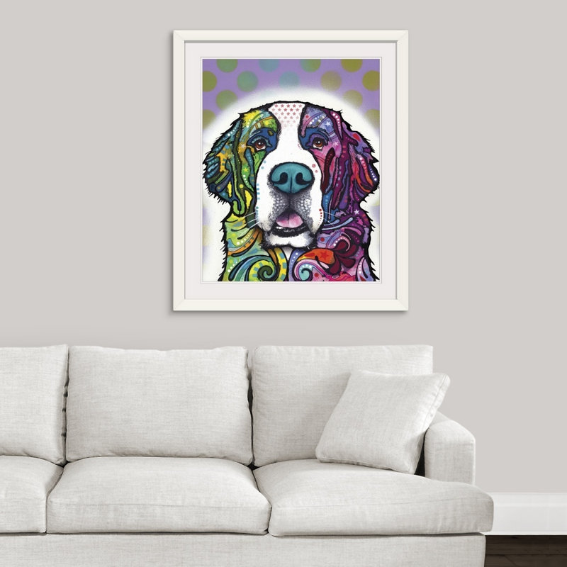 « saint bernard », impression, Cadre blanc, H 28 po x l 24 po x P 1 po