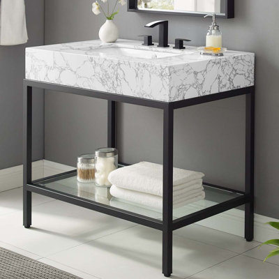 Modway Kingsley 36" Stainless Steel Bathroom Vanity