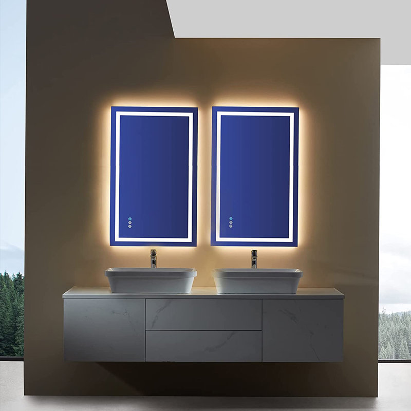  Wayfair Basics® UL Certified RGB Backlit & LED Frontlit Anti-Fog Tempered Glass Bathroom/Vanity Mirror, 40" x 24"