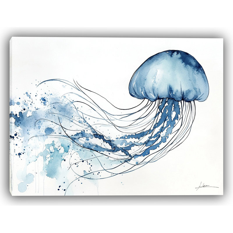 Jelly Drift - aquarelle, méduse, art mural côtier