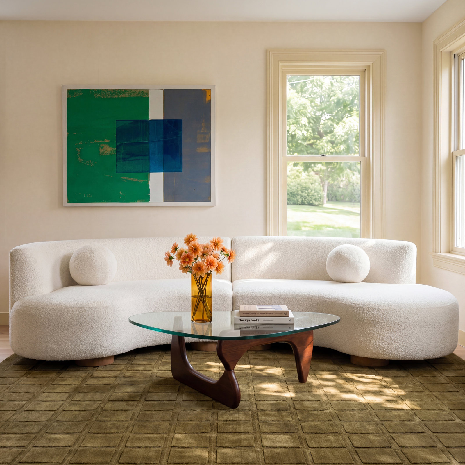Octavia 2 - Piece Upholstered Curved Sectional, Ivory 