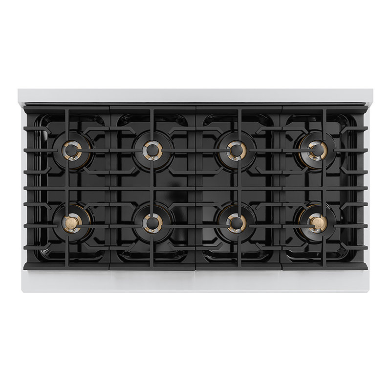 ZLINE Autograph 48 in. Paramount Dual Fuel Range w/ DuoPro Cooktop & Black Doors w/ Gold Accents, White Matte