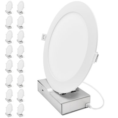 LUXRITE 8 In. LED Recessed Light with J-Box, Canless Mini Panel Light, 5CCT, 13/15/18W, 1050/1250/1500LM, CRI90 Dimmable 120-277V IC Rated ETL 16 Pack