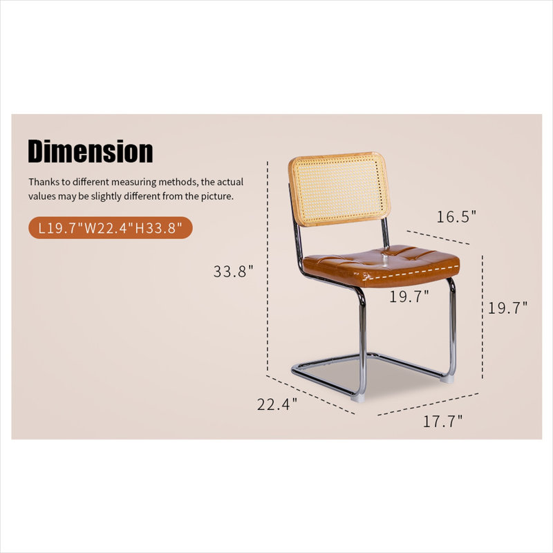 Ensemble de 2 chaises de salle à manger en porte-à-faux brunes avec sièges en similicuir et structure en acier empilable, chaises de cuisine de style Mid-Century moderne
