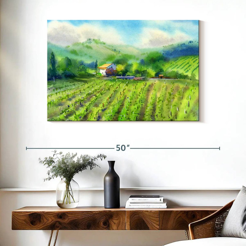 Paysage viticole, H 26 po x l 39 po