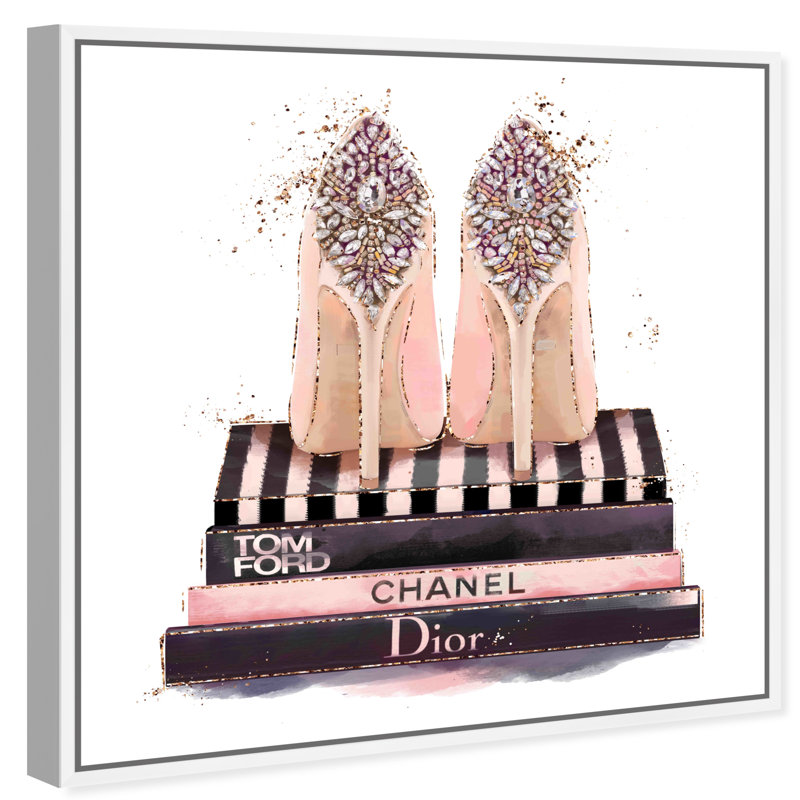 Mode et glamour - Stilletos et livres précieux - impression, Cadre blanc, H 30 po x l 30 po