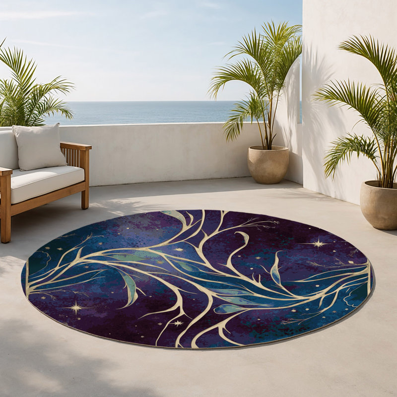 Tapis intérieur et extérieur Ethereal Branches, Rond 5 pi