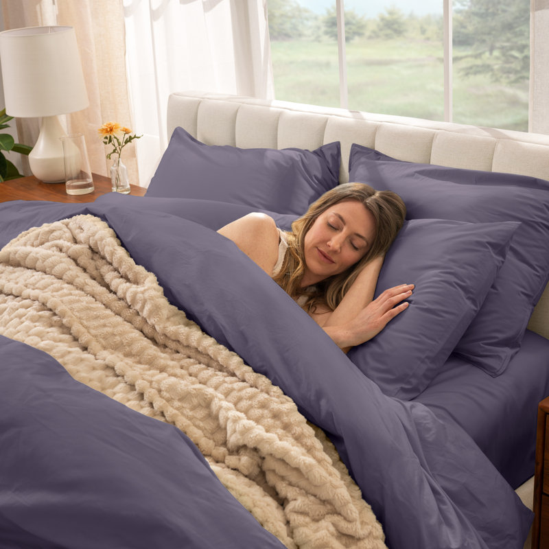 100% Cotton Duvet Set – Crisp Percale Weave – Lightweight & Breathable, Dusty Purple