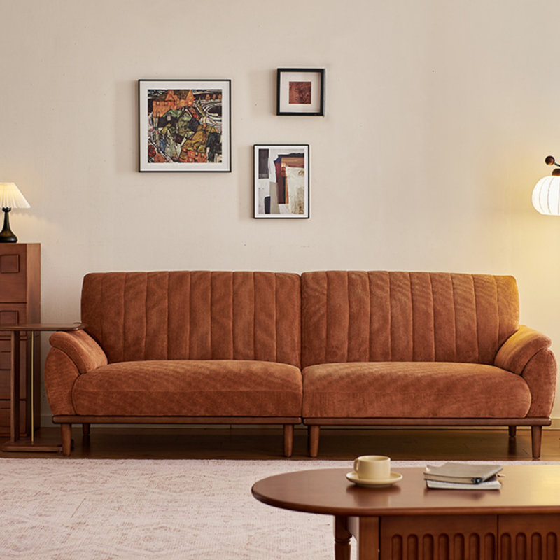 Corduroy Brown Straight Sofa