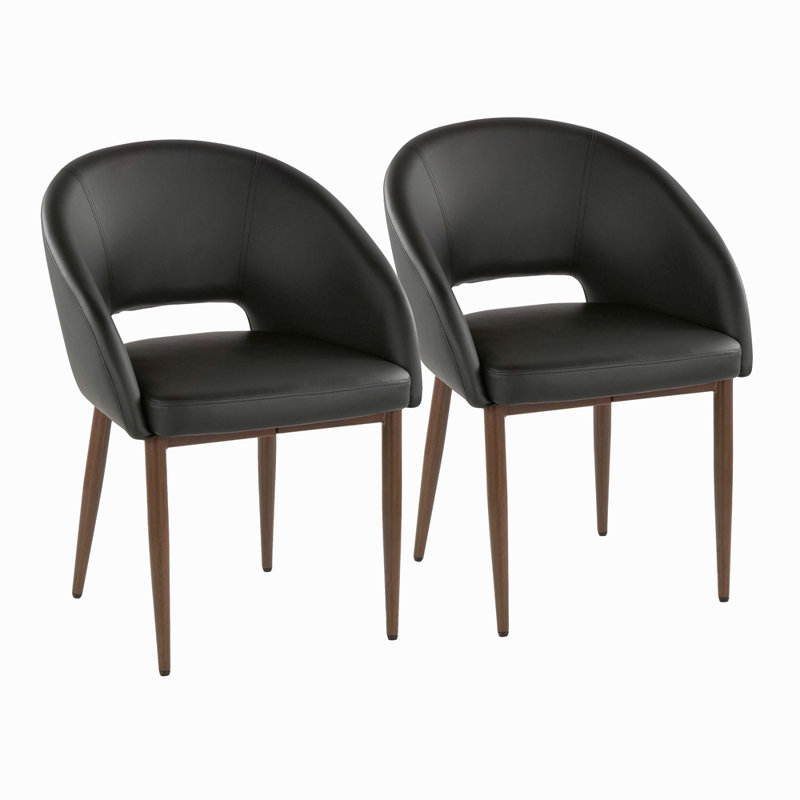 Chaise en métal noyer et similicuir, Noir