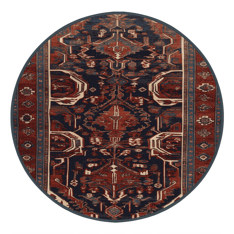 Tapis brun lavable à la machine, Rond 3 pi
