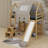 Twin House-Shaped Loft Bed With A Tent-1874973453