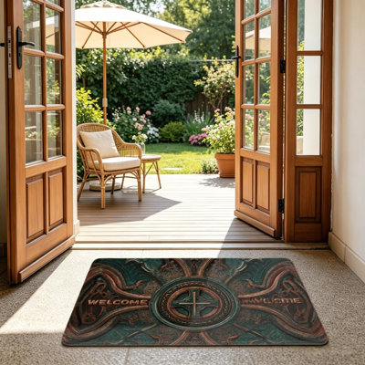Tapis d'entrée 24 po x 36 po Ornate Celtic Welcome
