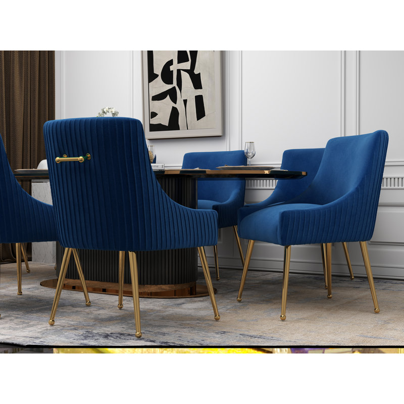 Chaise d'appoint en velours Baudel, Bleu marine