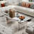Luxury Rectangular Mirror Coffee Table With Fluted Tempered Glass And Rounded Edges