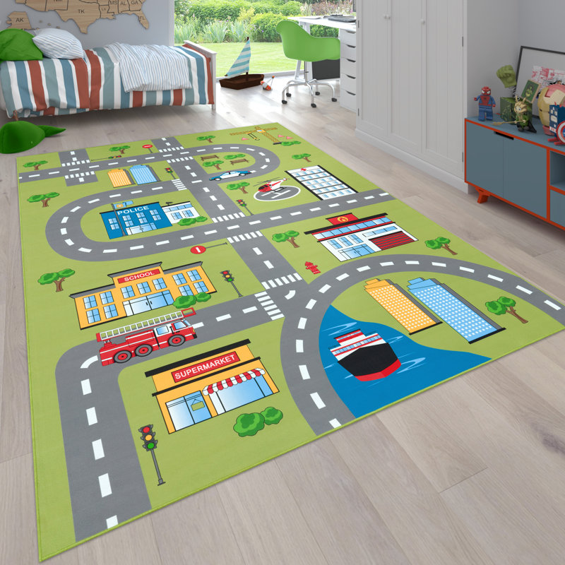 Laumer Power Loom Green/Grey Rug, Rectangle 120 x 160cm