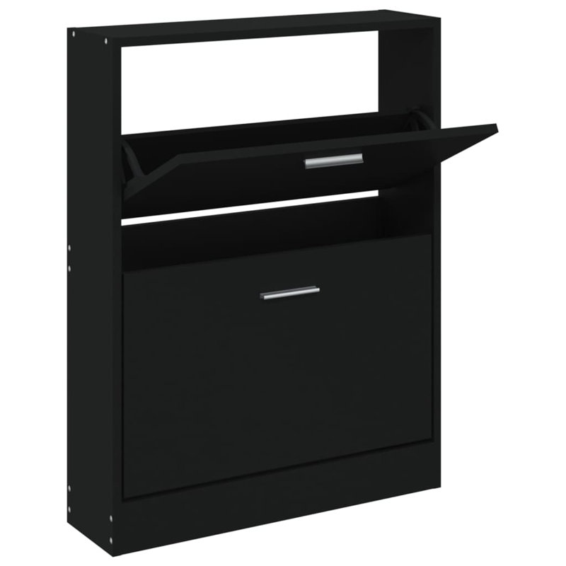 6 Pair Shoe Storage Cabinet, Black