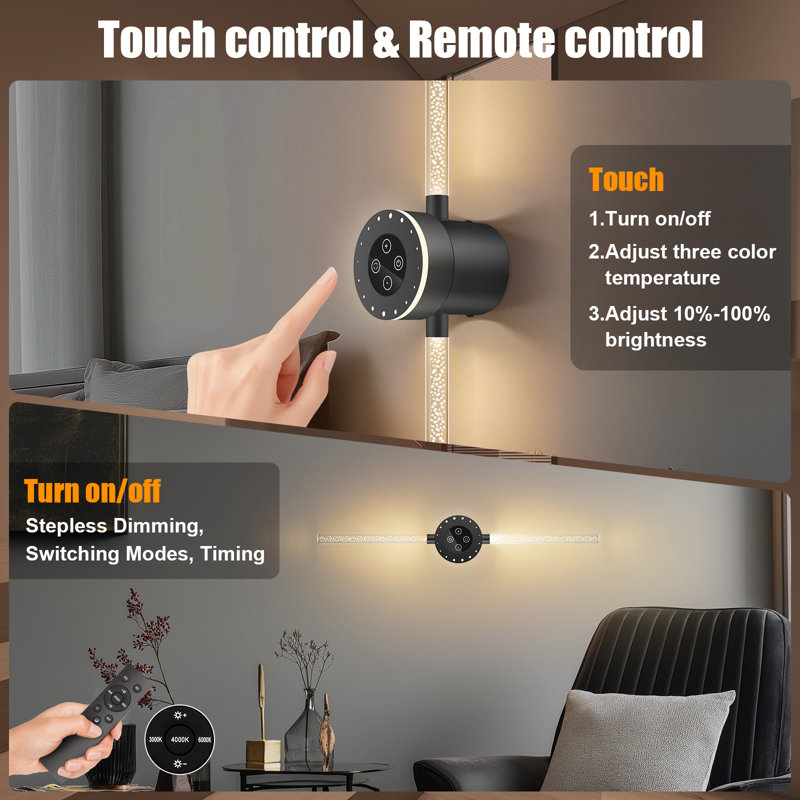 Magnetic Wall Light Touch Control Detachable Rechargeable Industrial Wall Sconce