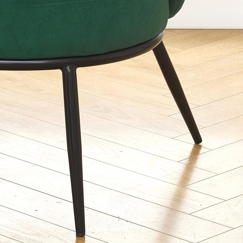 Chaise avec accoudoirs demi-tonneau Mid-Century, Velours vert