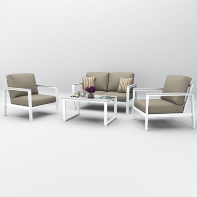 Townsend 4 Person Seating Group With Sunbrella Cushions by Birch Lane