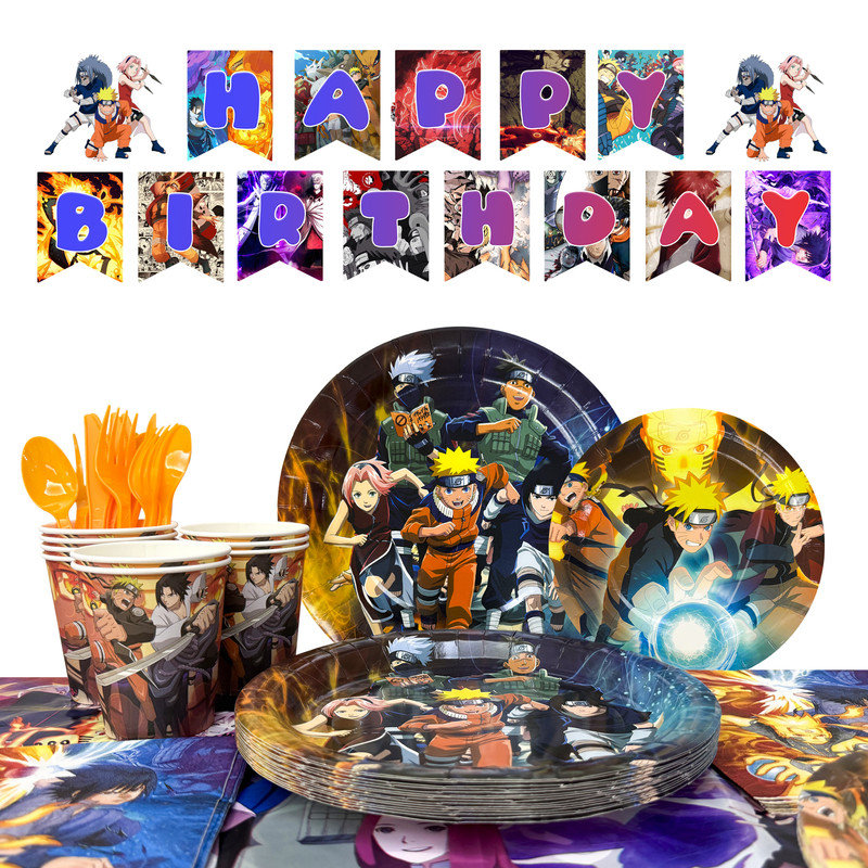 66 Pcs Naruto Birthday Party Decoration Tableware Set