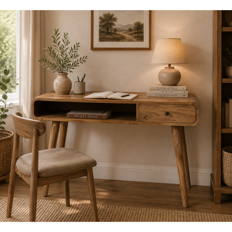 Kylo Solid Wood Writing Desk, Beige