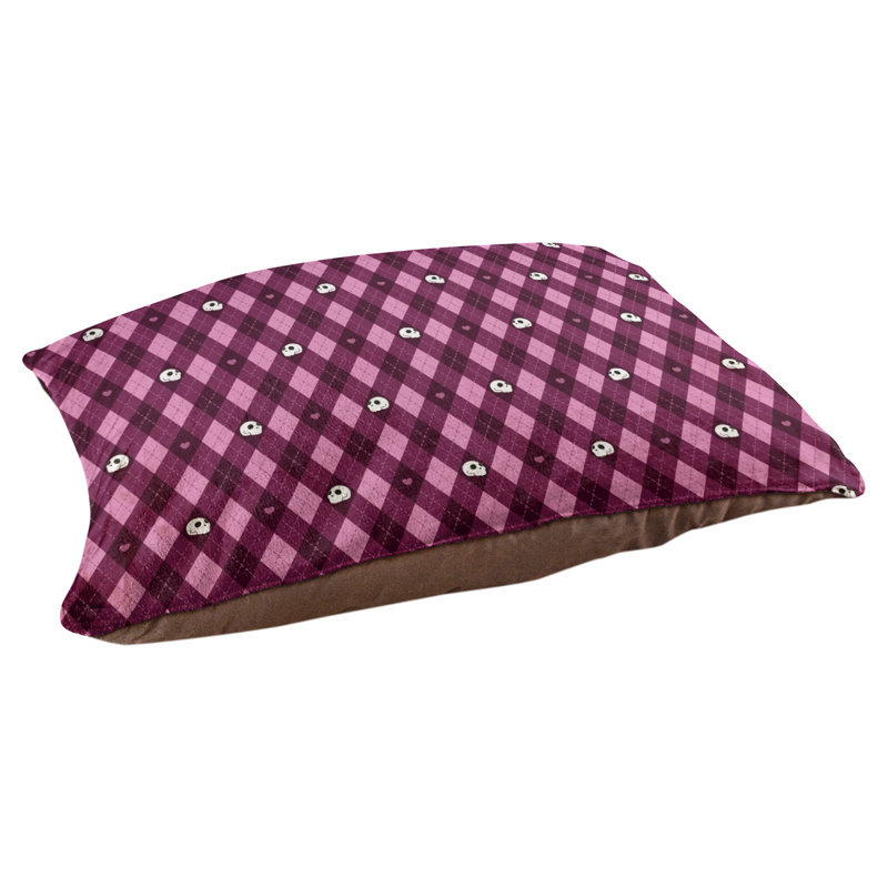 Coussin d'extérieur Campion Argyle Skulls, Moyen (L 29,5 po x P19,5 po x H 9,5 po), Rose / marron / noir