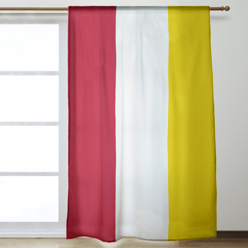 Striped Room Darkening Rod Pocket Single Curtain Panel, Seattle Baseball Red/White/Yellow