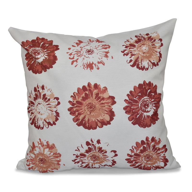 Housse de coussin d’extérieur carrée florale, 18 po x 18 po, Corail