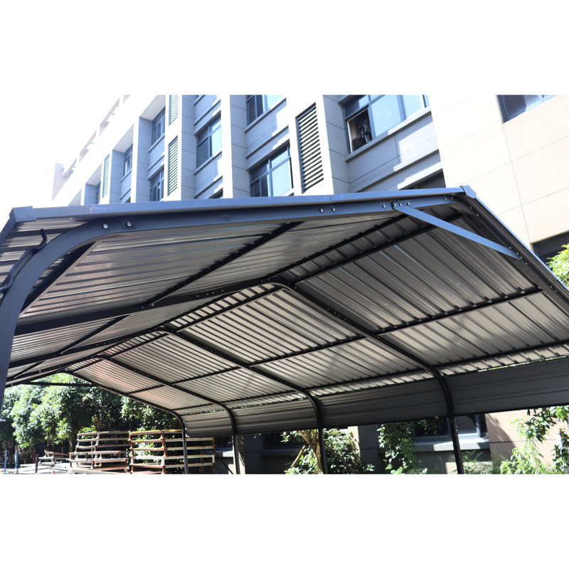 Metal Carport 1220 Ft With Galvanized Steel - Outdoor Storage Shed For Cars Gray Weather Resistance Garage