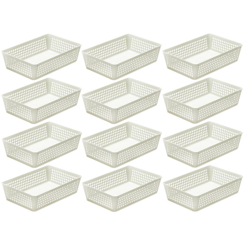 Ensemble de rangement en plastique pour tiroir de bureau, Blanc, H 2,25 po x l 9 po x P 6 po, 12