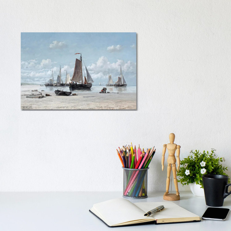 Fishing Vessels On The Beach, Zandvoort by Hendrik Hulk - No Frame Gallery-Wrapped Canvas Giclée on Canvas