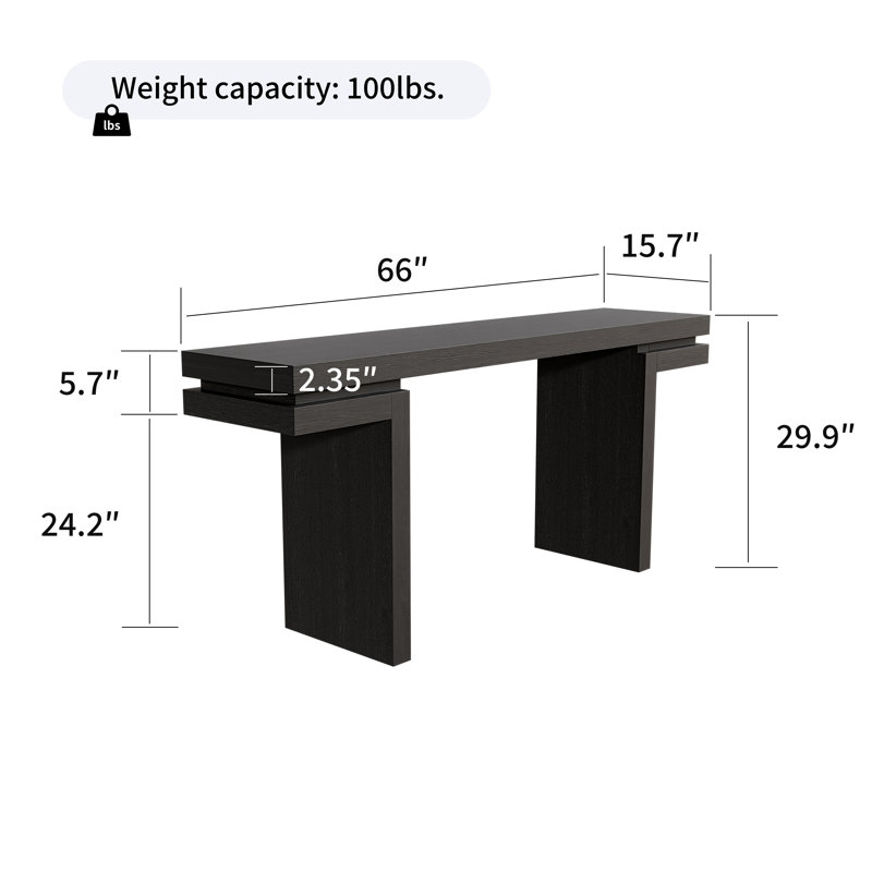 66" Extra-Wide Veneered Console Table, Black