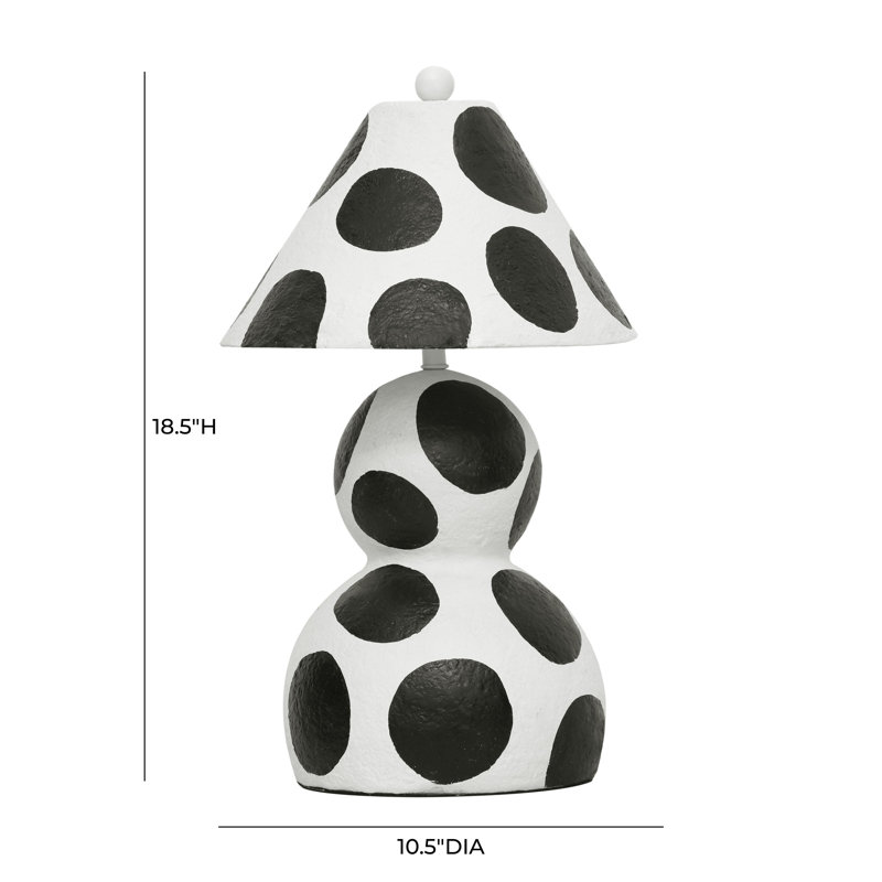 Lampe de table en papier mâché noir et blanc