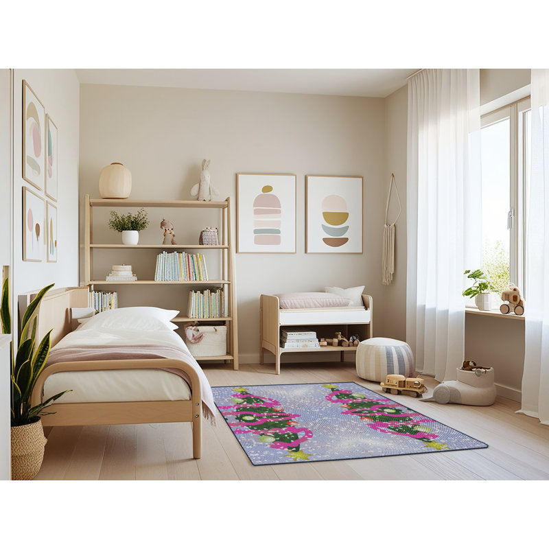 Rose/vert Tapis décoratif pheeney, Rectangle 4 pi x 6 pi
